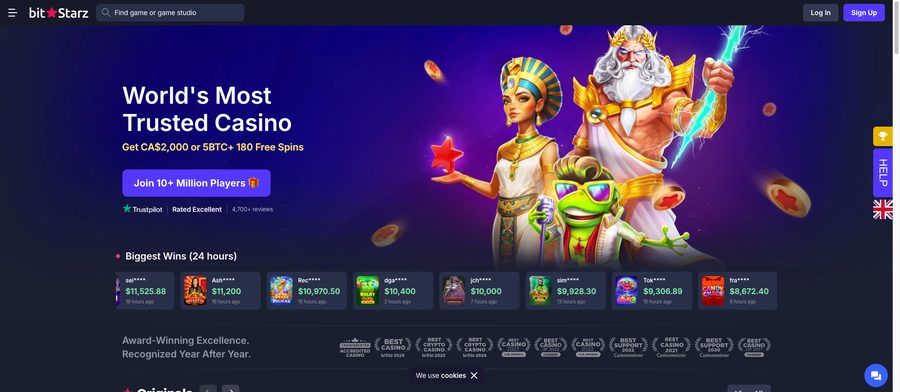 BitStarz homepage screenshot