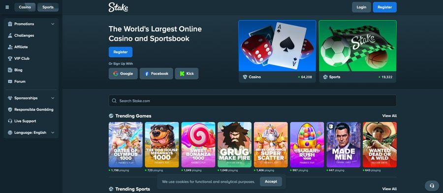 Stake.com homepage screenshot